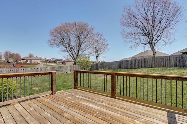 3684 Bridgewood Ave N, Springfield, MO 65803 - deck featuring a lawn, a fenced backyard, and a residential view