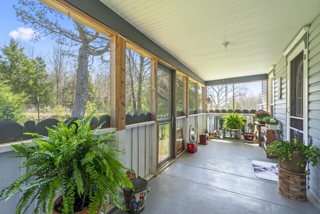 view of unfurnished sunroom