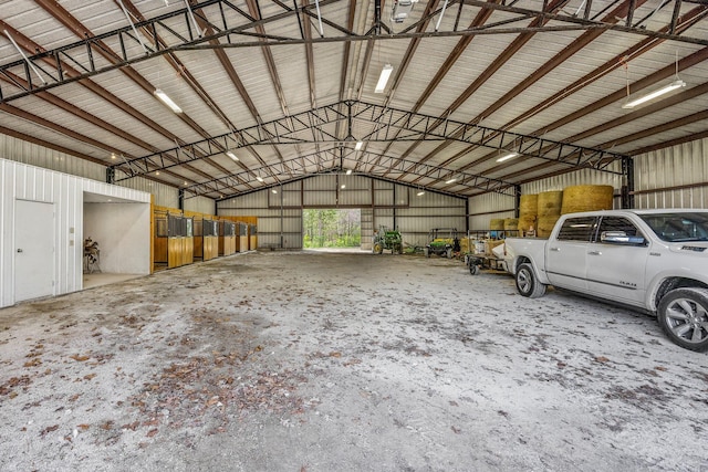 garage with metal wall