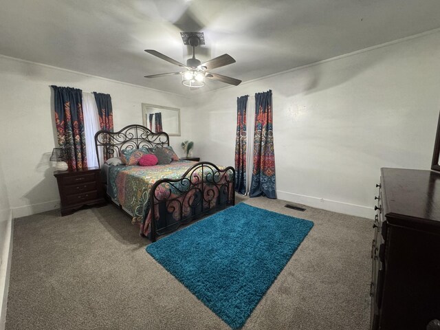 509 S Mansfield Rd, Ava, MO 65608 - bedroom with ceiling fan, carpet flooring, baseboards, and visible vents
