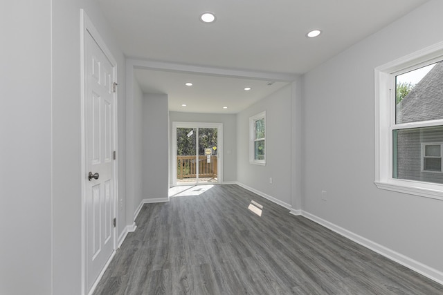 2120 N Broadway Ave, Springfield, MO 65803 - interior space with dark wood-type flooring, baseboards, and recessed lighting
