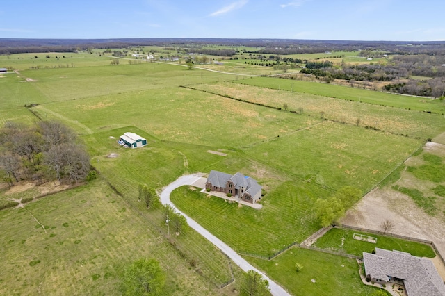 bird's eye view with a rural view