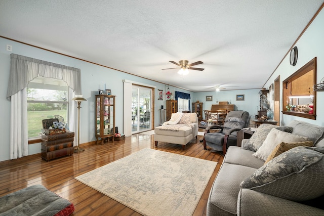 940 Industrial Dr, Neosho, MO 64850 - living room with a ceiling fan, hardwood / wood-style flooring, and a textured ceiling
