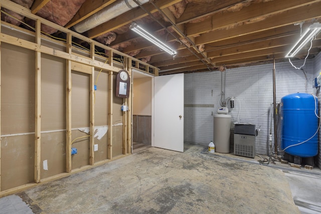 view of unfinished basement