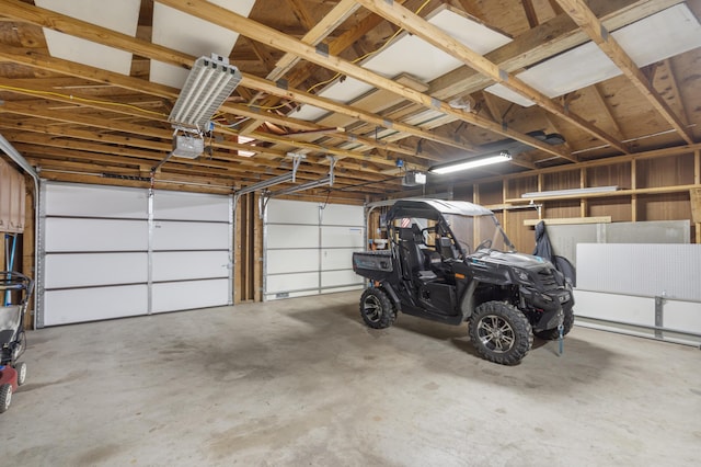 garage with a garage door opener