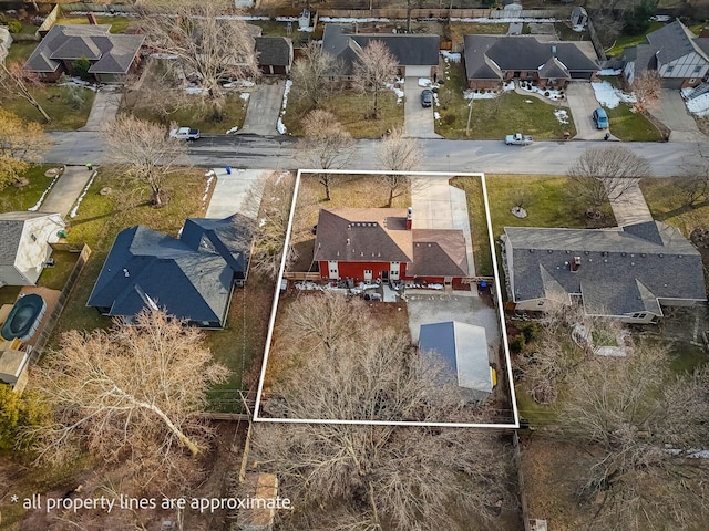 bird's eye view featuring a residential view