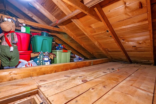 view of unfinished attic
