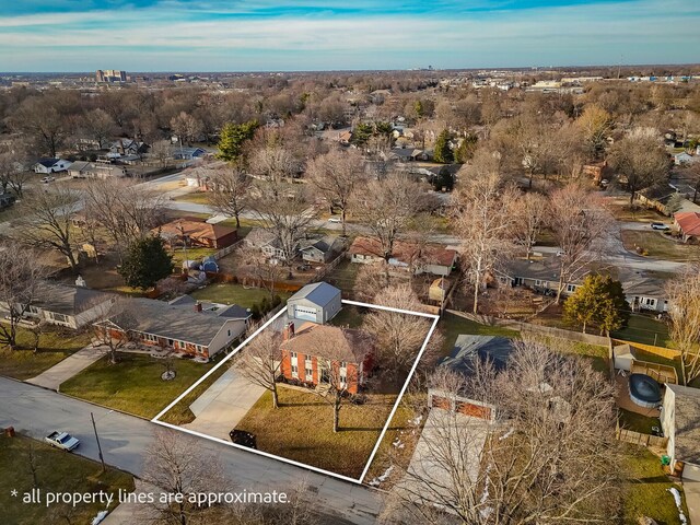 aerial view with a residential view