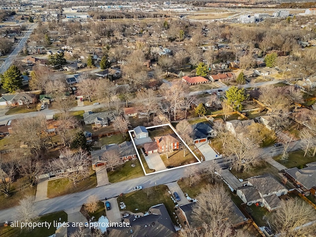 aerial view with a residential view
