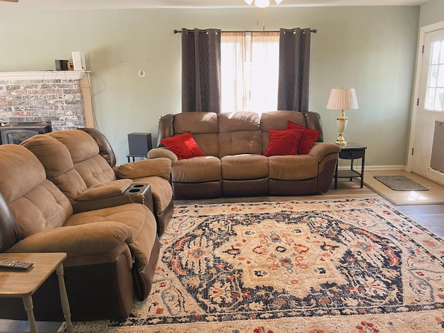 living area with baseboards
