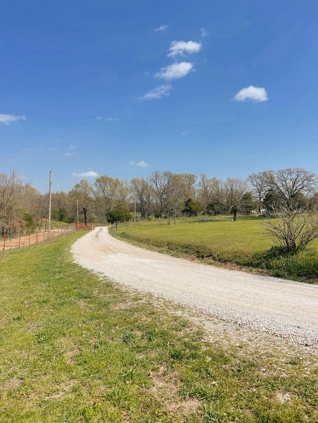view of street with a rural view