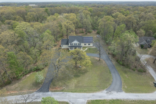 aerial view with a forest view