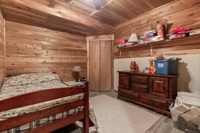 7745 Murr Rd, Graff, MO 65660 - bedroom with wooden ceiling and wooden walls