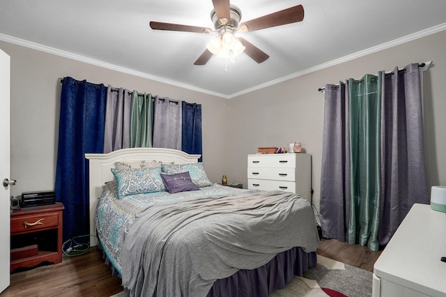 953 S Weaver Ave, Springfield, MO 65806 - bedroom with ornamental molding, wood finished floors, and ceiling fan