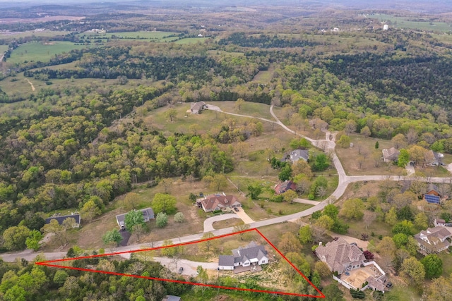 344 Zinnia Ln, Kirbyville, MO 65679 - aerial view of property and surrounding area with property parcel outlined and a forest