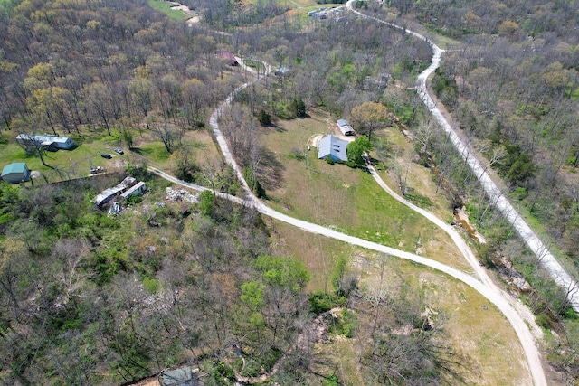 bird's eye view with a view of trees