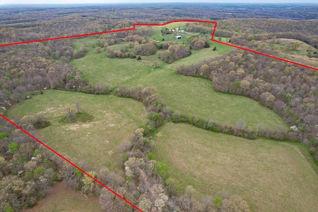 8100 Creek Rd, Hartville, MO 65667 - bird's eye view featuring a rural view and a wooded view