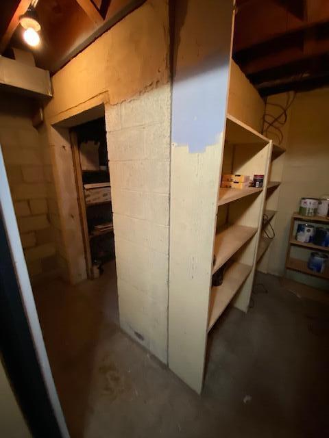 view of unfinished basement