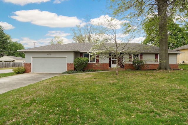 4542 S Holiday Ave, Springfield, MO 65810 - ranch-style home featuring concrete driveway, a front lawn, brick siding, and a garage