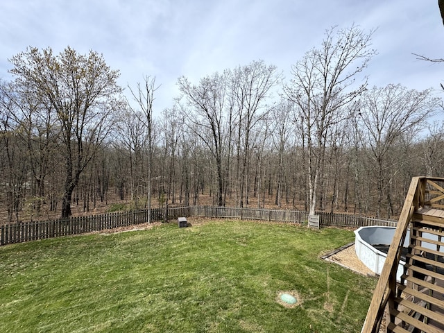 view of yard with a fenced backyard