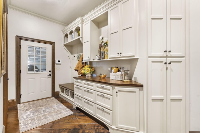 845 W Farm Road 96, Springfield, MO 65803 - mudroom with dark wood finished floors and crown molding