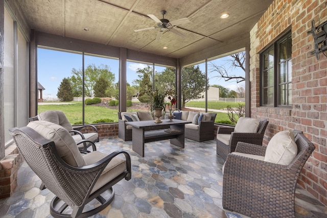 845 W Farm Road 96, Springfield, MO 65803 - sunroom with outdoor lounge area and a ceiling fan