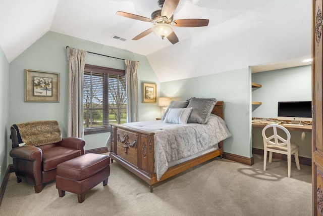 845 W Farm Road 96, Springfield, MO 65803 - carpeted bedroom featuring vaulted ceiling, visible vents, and baseboards