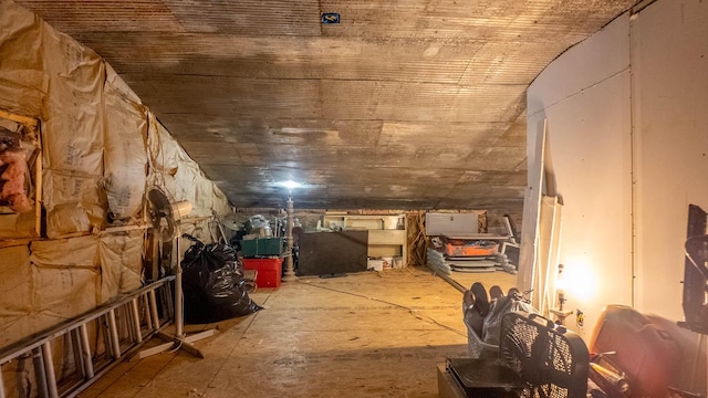 view of unfinished attic