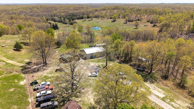 drone / aerial view with a forest view