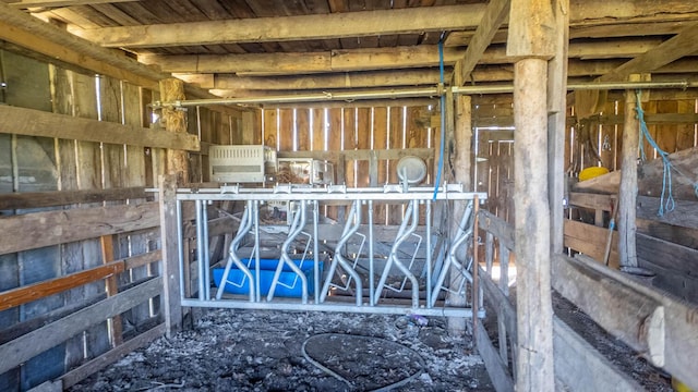 interior space featuring an exterior structure