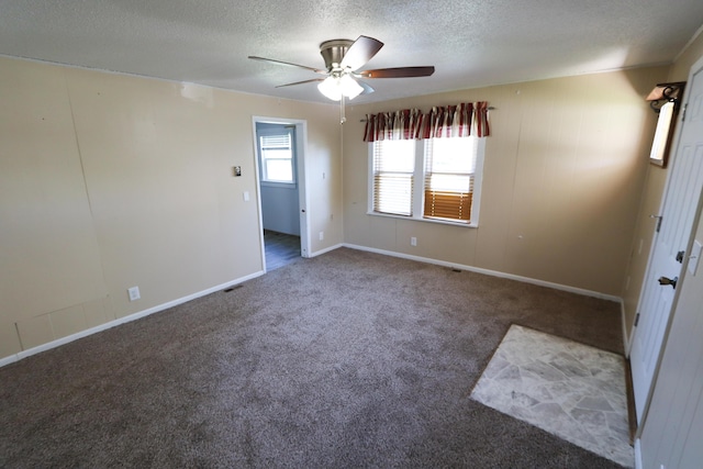 419 E Olive St, Bolivar, MO 65613 - carpeted empty room with ceiling fan, baseboards, a textured ceiling, and visible vents