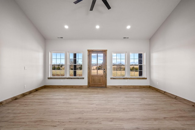 10560 State Highway U, Rogersville, MO 65742 - unfurnished living room featuring wood finished floors, plenty of natural light, ceiling fan, and recessed lighting
