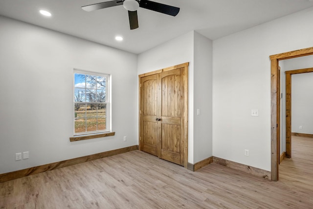10560 State Highway U, Rogersville, MO 65742 - unfurnished bedroom featuring light wood-style floors, baseboards, recessed lighting, and a ceiling fan