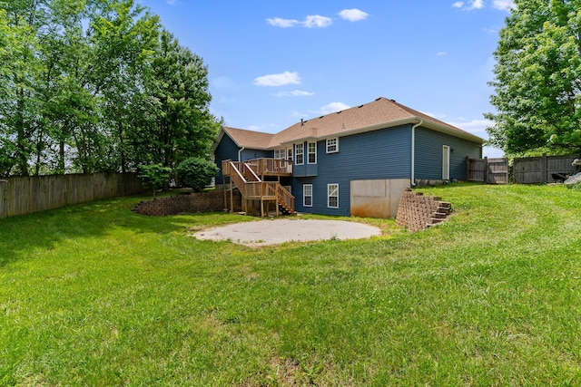 700 W Snider St, Ozark, MO 65721 - rear view of property with stairway, a wooden deck, and a patio area