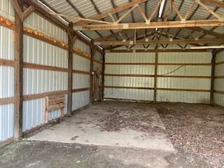 garage with metal wall