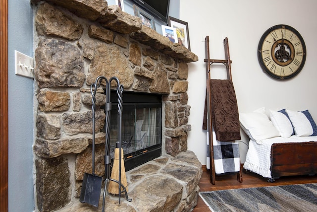 24 Village Trl Unit 5-8, Branson, MO 65616 - living room with wood finished floors and a fireplace