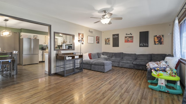 402 Lake, Mountain Grove, MO 65711 - living area featuring ceiling fan and wood finished floors