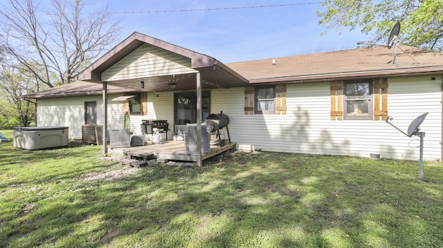 402 Lake, Mountain Grove, MO 65711 - back of house with a wooden deck, a shingled roof, a yard, and cooling unit