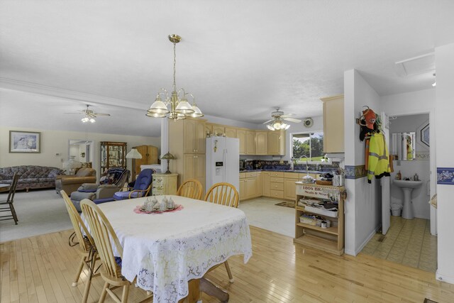 335 State Highway 265, Hollister, MO 65672 - dining space featuring a ceiling fan and light wood-type flooring