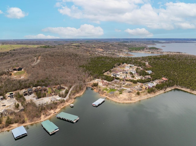 bird's eye view with a residential view and a water view