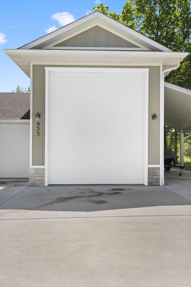 garage with driveway