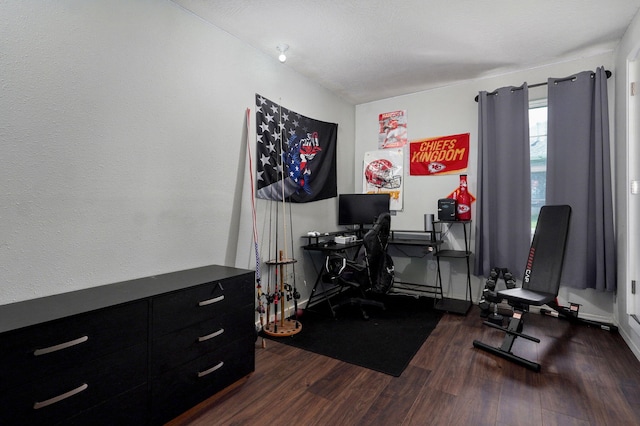 office space with wood finished floors