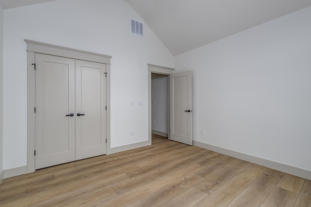 3800 W Broadmoor St, Springfield, MO 65807 - unfurnished bedroom with high vaulted ceiling and light wood-type flooring