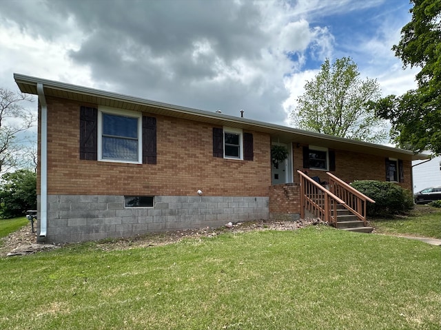 203 Roberts Dr, Mount Vernon, MO 65712 - ranch-style house with a front lawn and brick siding