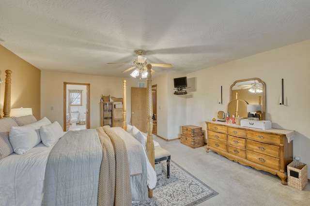 50 Tall Tree Dr, Strafford, MO 65757 - bedroom featuring light carpet, ensuite bathroom, visible vents, and ceiling fan