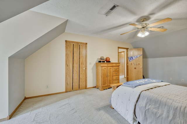 50 Tall Tree Dr, Strafford, MO 65757 - carpeted bedroom with ceiling fan, vaulted ceiling, visible vents, and baseboards