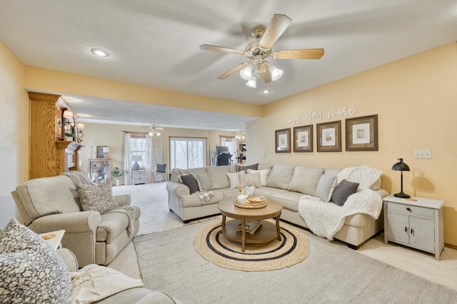 50 Tall Tree Dr, Strafford, MO 65757 - living area with a ceiling fan and light colored carpet