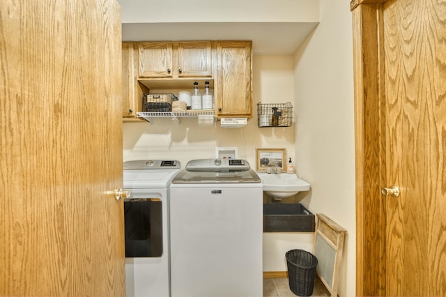 50 Tall Tree Dr, Strafford, MO 65757 - laundry area with washing machine and dryer, cabinet space, and a sink