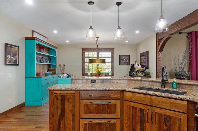 231 Cedar Stone, Ozark, MO 65721 - kitchen with a sink, dark wood-style floors, and recessed lighting