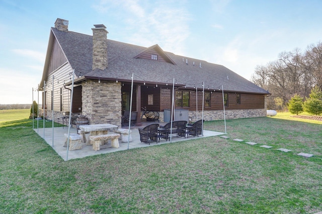 231 Cedar Stone, Ozark, MO 65721 - rear view of property featuring a lawn, a patio, and roof with shingles